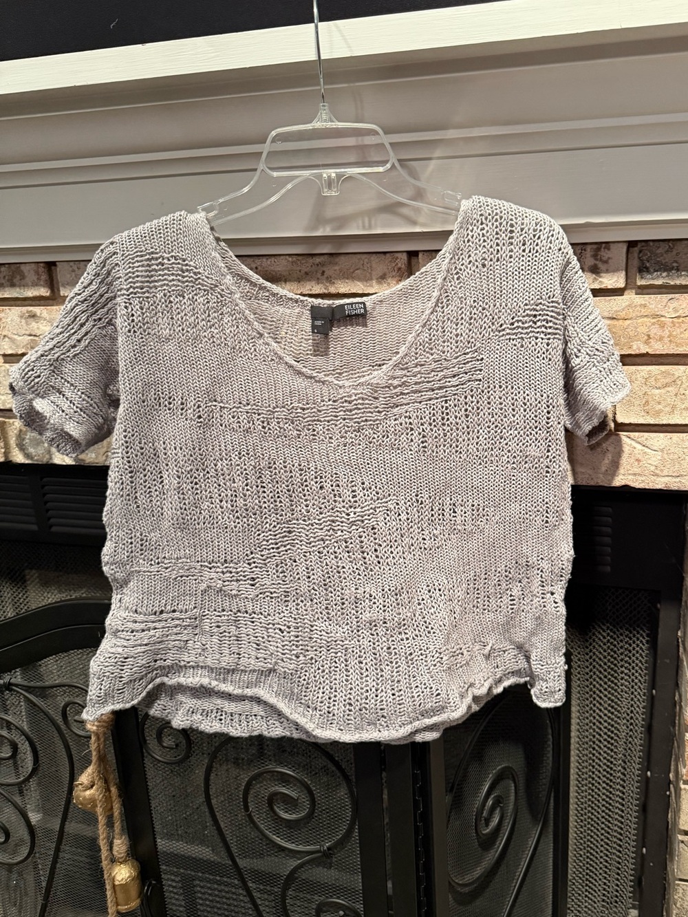 Eileen Fisher short sleeve crop sweater, grey, size Small , EUC